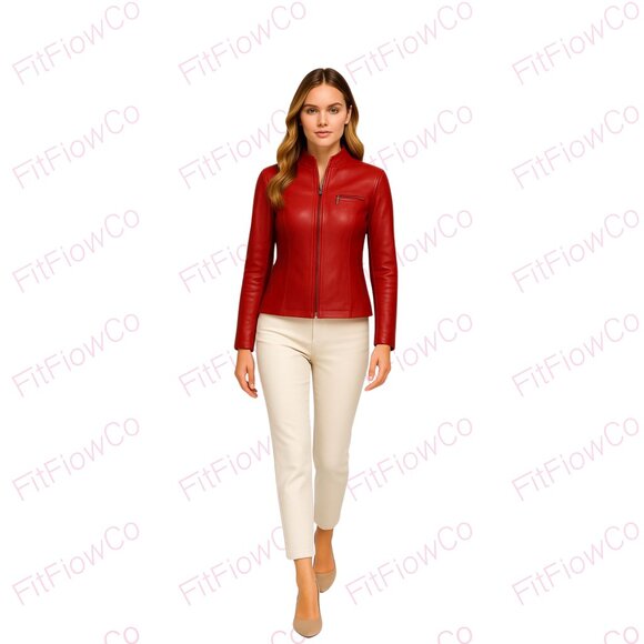 Creaciones EMY Jackets & Blazers - ⭐ Red Leather Jacket Handmade in Mexico – Creaciones EMY (M)